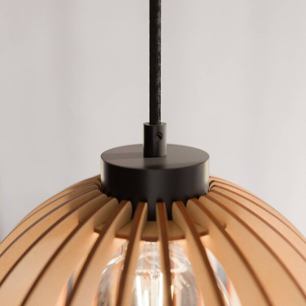 Lampa wisząca Clay Envostar, możliwość ściemniania, jasne drewno, salon / jadalnia, drewno, skandynawski