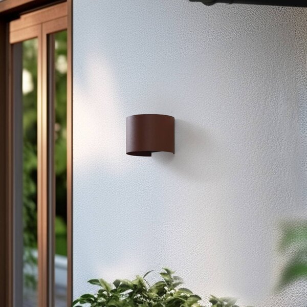 Lindby Smart LED kinkiet zewnętrzny Dara rdzawy okrągły CCT RGB Tuya Lindby, możliwość ściemniania, brązowy / rdzawy, tworzywo sztuczne, nowoczesny