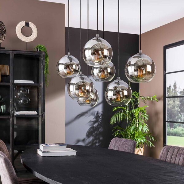 ZIJLSTRA Lampa wisząca szklana Allessandra, możliwość ściemniania, aluminiowy / szary / cynkowy, salon / jadalnia, szkło