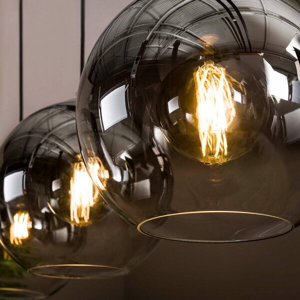 ZIJLSTRA Lampa wisząca szklana Allessandra, możliwość ściemniania, aluminiowy / szary / cynkowy, salon / jadalnia, szkło