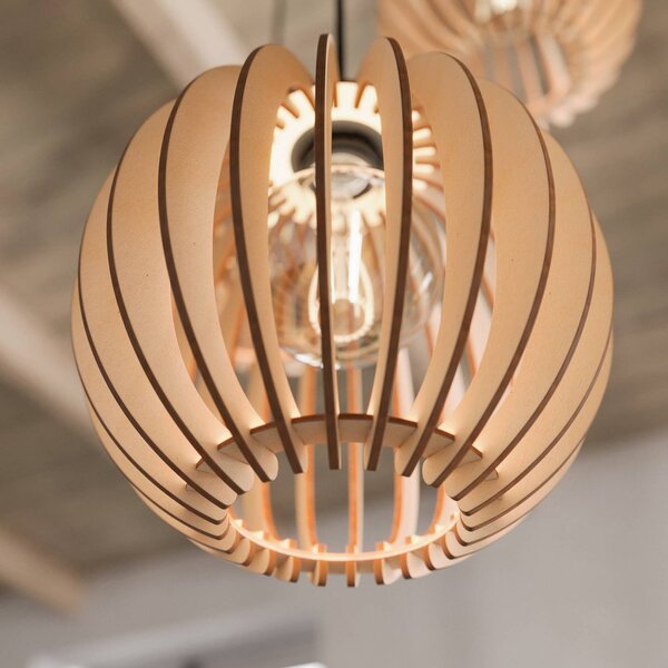 Lampa wisząca Clay Envostar, możliwość ściemniania, jasne drewno, salon / jadalnia, drewno, skandynawski