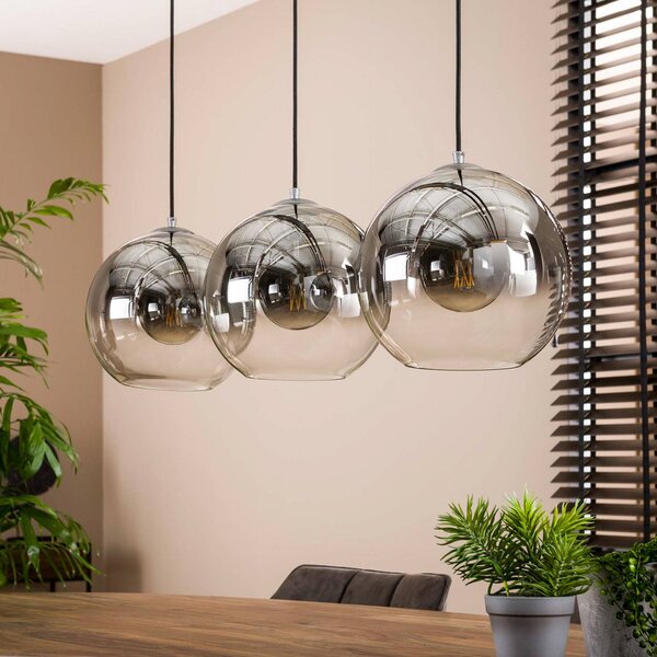 ZIJLSTRA Lampa wisząca szklana Allessandra, możliwość ściemniania, aluminiowy / szary / cynkowy, salon / jadalnia, szkło