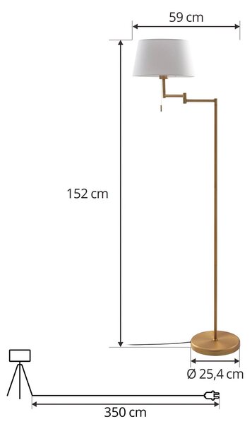 Lampa stojąca Ismene Lindby, brązowy / mosiężny, salon / jadalnia, metal