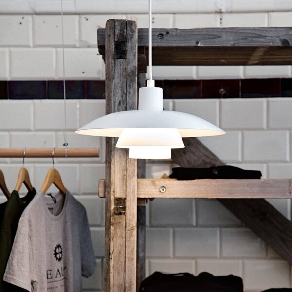 Louis Poulsen Lampa wisząca designerska PH 4/3, możliwość ściemniania, biały / opal, salon / jadalnia, aluminium, design