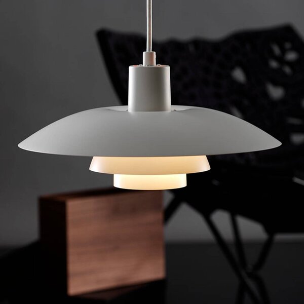 Louis Poulsen Lampa wisząca designerska PH 4/3, możliwość ściemniania, biały / opal, salon / jadalnia, aluminium, design