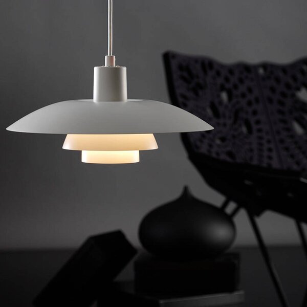 Louis Poulsen Lampa wisząca designerska PH 4/3, możliwość ściemniania, biały / opal, salon / jadalnia, aluminium, design