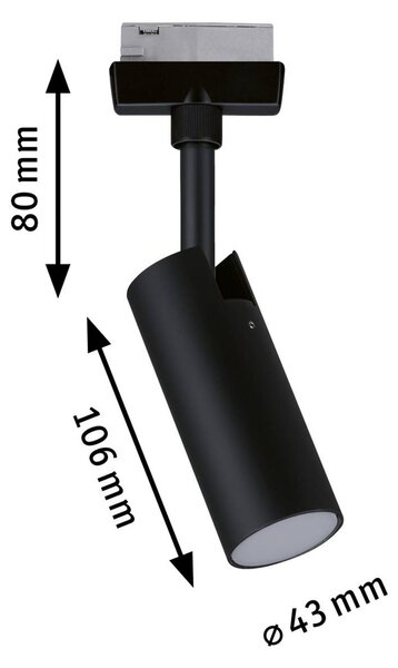 Paulmann URail Spot LED Tubo czarny 3000 K, czarny, salon / jadalnia, metal, nowoczesny