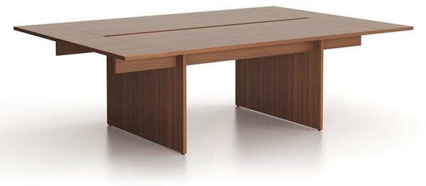 Biurko double SOLID + 2x rozszerzenie blatu, 240x165 cm, orzech