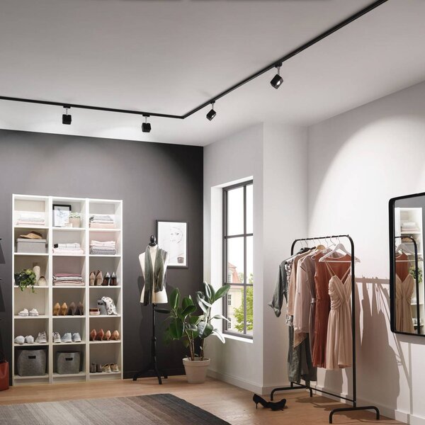 Paulmann URail Spot LED Tubo czarny 3000 K, czarny, salon / jadalnia, metal, nowoczesny