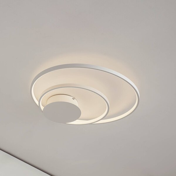 Lampa sufitowa LED Nerwin Lindby, możliwość ściemniania, biały / opal, salon / jadalnia, aluminium, nowoczesny