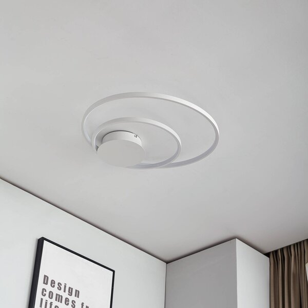 Lampa sufitowa LED Nerwin Lindby, możliwość ściemniania, biały / opal, salon / jadalnia, aluminium, nowoczesny