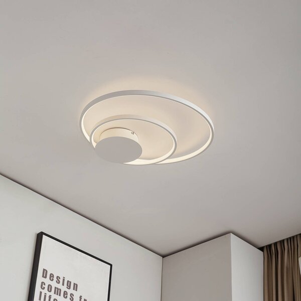 Lampa sufitowa LED Nerwin Lindby, możliwość ściemniania, biały / opal, salon / jadalnia, aluminium, nowoczesny