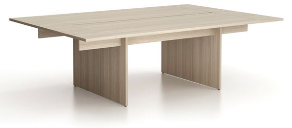 Biurko double SOLID + 2x rozszerzenie blatu, 240x165 cm, dąb naturalny