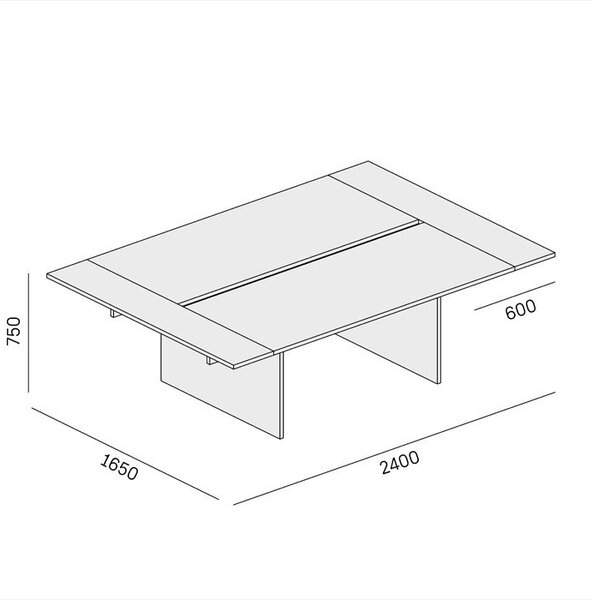 Biurko double SOLID + 2x rozszerzenie blatu, 240x165 cm, orzech