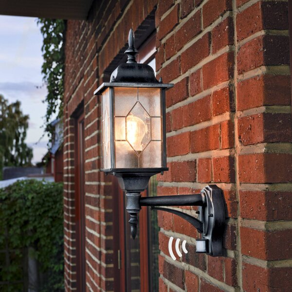 Konstsmide Lampa zewnętrzna z czujnikiem ruchu MILANO, czarny, metal, nowoczesny