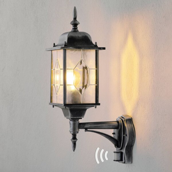 Konstsmide Lampa zewnętrzna z czujnikiem ruchu MILANO, czarny, metal, nowoczesny