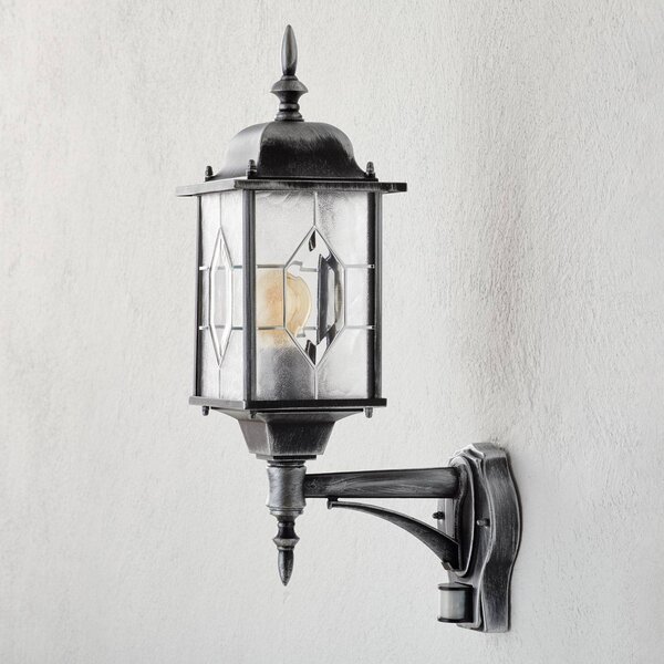 Konstsmide Lampa zewnętrzna z czujnikiem ruchu MILANO, czarny, metal, nowoczesny