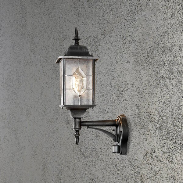 Konstsmide Lampa zewnętrzna z czujnikiem ruchu MILANO, czarny, metal, nowoczesny