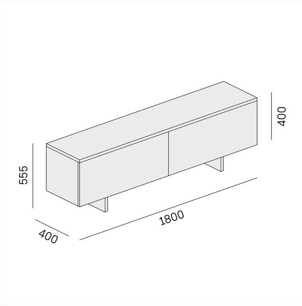 Szafka niska SOLID, 1800 x 400 x 550 mm, naturalny dąb