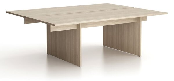 Biurko double SOLID + 1x rozszerzenie blatu, 210x165 cm, dąb naturalny