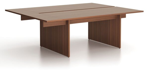 Biurko double SOLID + 1x rozszerzenie blatu, 210x165 cm, orzech