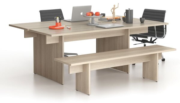 Stół konferencyjny SOLID + 1x rozszerzenie blatu, 210x125 cm, dąb naturalny