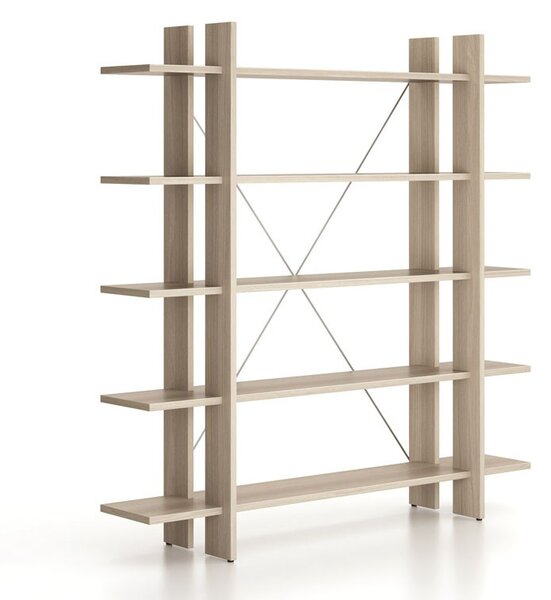 Regał biurowy wysoki długi SOLID, 1800 x 400 x 1825 mm, naturalny dąb