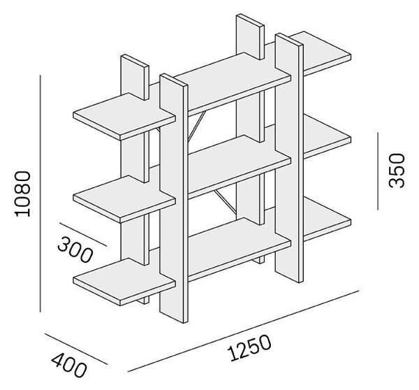 Regał biurowy niski krótki SOLID, 1250 x 400 x 1075 mm, naturalny dąb