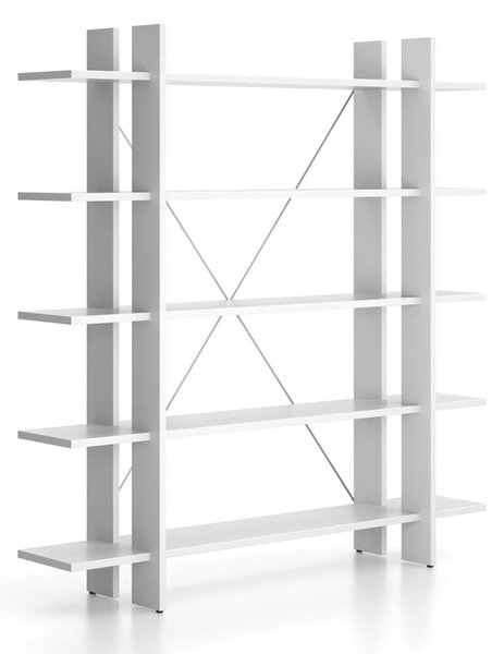 Regał biurowy wysoki długi SOLID, 1800 x 400 x 1825 mm, biały