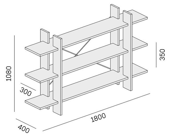 Regał biurowy niski krótki SOLID, 1800 x 400 x 1075 mm, biały