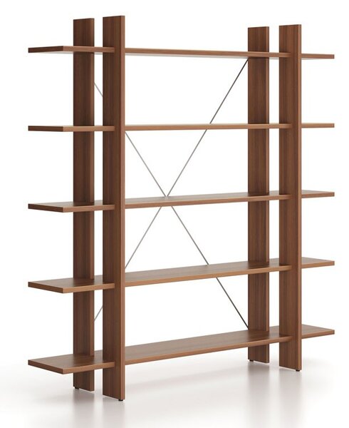 Regał biurowy wysoki długi SOLID, 1800 x 400 x 1825 mm, orzech