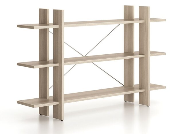 Regał biurowy niski długi SOLID, 1800 x 400 x 1075 mm, naturalny dąb