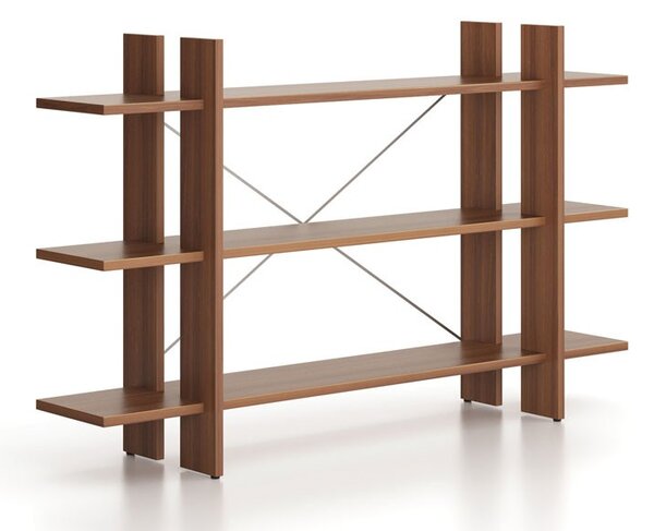 Regał biurowy niski długi SOLID, 1800 x 400 x 1075 mm, orzech