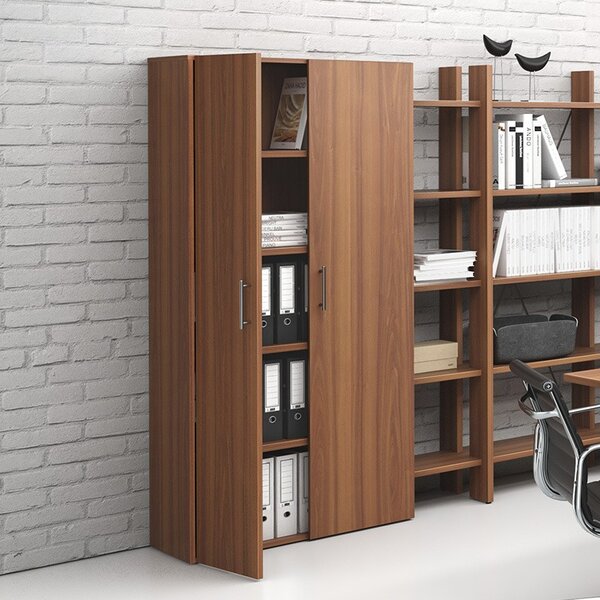 Szafa biurowa wysoka SOLID, 800 x 400 x 1830 mm, orzech