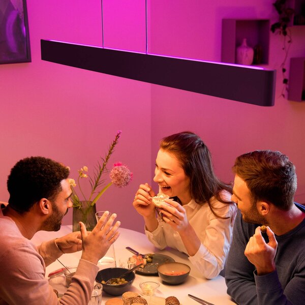 Philips Hue Inteligentna lampa wisząca Ensis, możliwość ściemniania, czarny, salon / jadalnia, aluminium, nowoczesny