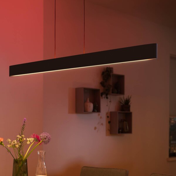 Philips Hue Inteligentna lampa wisząca Ensis, możliwość ściemniania, czarny, salon / jadalnia, aluminium, nowoczesny