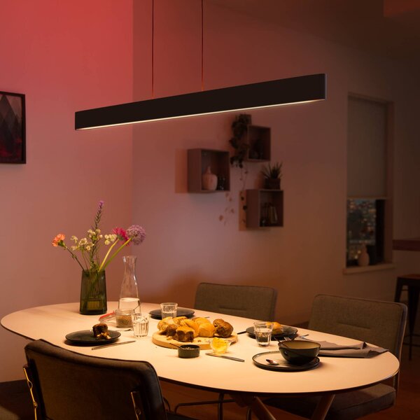 Philips Hue Inteligentna lampa wisząca Ensis, możliwość ściemniania, czarny, salon / jadalnia, aluminium, nowoczesny
