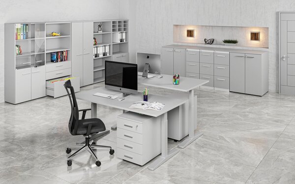 Komoda biurowa do biurka PRIMO GRAY, 740 x 600 x 420 mm, szary