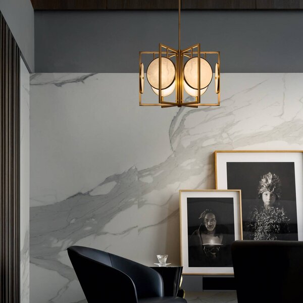 Maytoni Lampa wisząca Marmo, możliwość ściemniania, mosiężny / złoty, salon / jadalnia, metal, nowoczesny