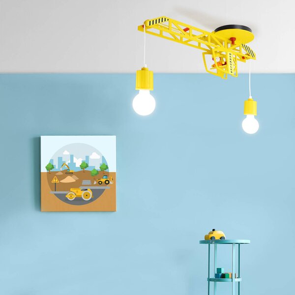 Elobra Lampa sufitowa Bodo, możliwość ściemniania, żółty / pomarańczowy, pokój dziecięcy, drewno