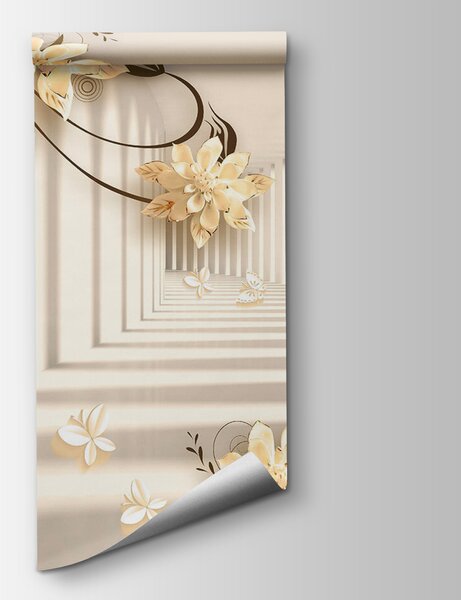 Fototapeta Tapeta z kwiatami i motylami, Fototapety 3d, Popularne Fototapety, u21861v2 - Tapeko.pl