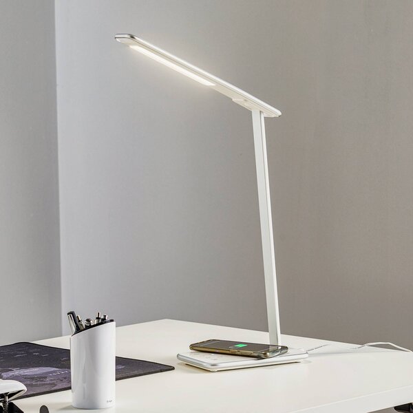 Aluminor Lampa biurkowa LED Orbit, możliwość ściemniania, chromowy / srebrny, biuro, metal, nowoczesny