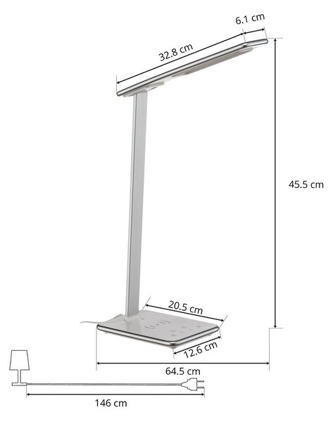 Aluminor Lampa biurkowa LED Orbit, możliwość ściemniania, chromowy / srebrny, biuro, metal, nowoczesny