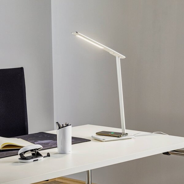 Aluminor Lampa biurkowa LED Orbit, możliwość ściemniania, chromowy / srebrny, biuro, metal, nowoczesny