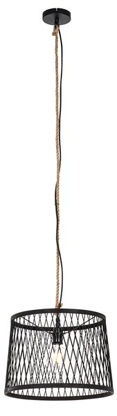 Rustykalna lampa wisząca zewnętrzna czarna rattan 40 cm - Calamus