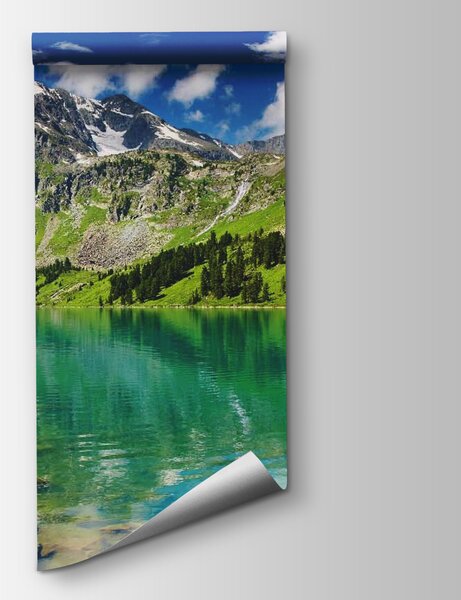Fototapeta Zbiornik wodny z górami i drzewami, Fototapety Natura, Popularne Fototapety, u62803 - Tapeko.pl