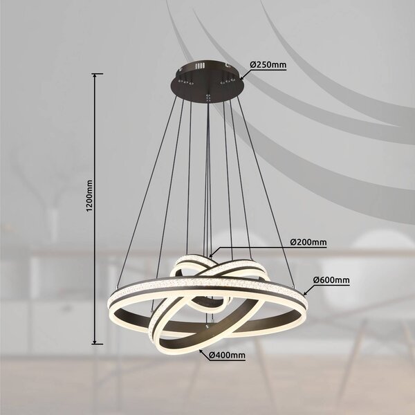 Globo Lampa wisząca Grouni, możliwość ściemniania, aluminiowy / szary / cynkowy, salon / jadalnia, metal, nowoczesny
