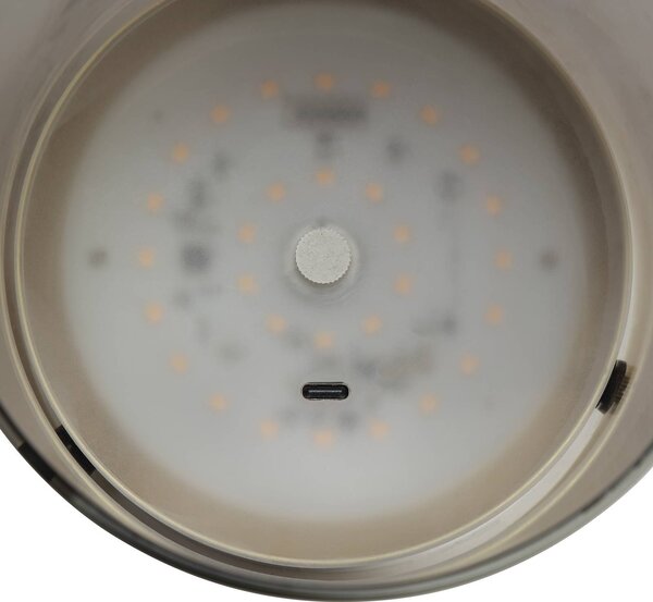 Brilliant Lampa stołowa LED Lumeo, możliwość ściemniania, aluminiowy / szary / cynkowy, salon / jadalnia, szkło