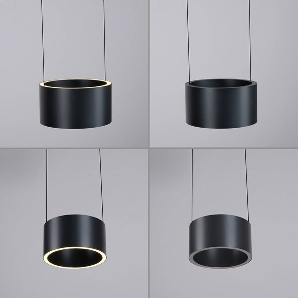 PURE Lampa wisząca Clipse, możliwość ściemniania, aluminiowy / szary / cynkowy, salon / jadalnia, metal, nowoczesny