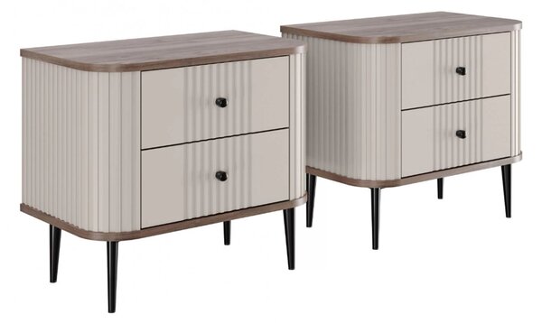 Zestaw szafek nocnych Vesper 56 cm - kaszmir / orzech / czarne nogi